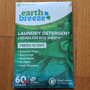 Earth Breeze Laundry Detergent, Liquidless Eco Sheets, lot of 10 packs